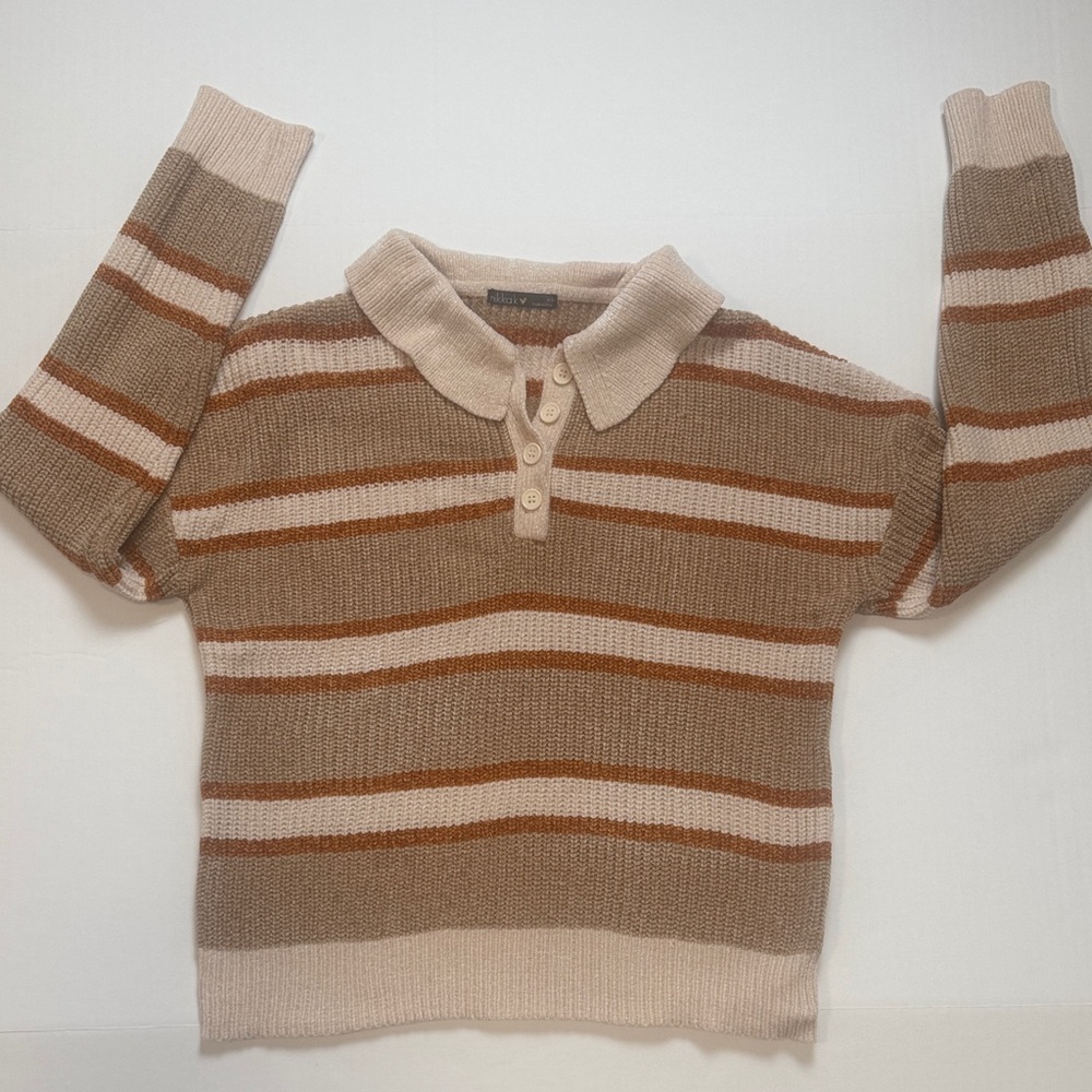 Striped knit women’s XS Sweater - Brown and Tan. Super soft.